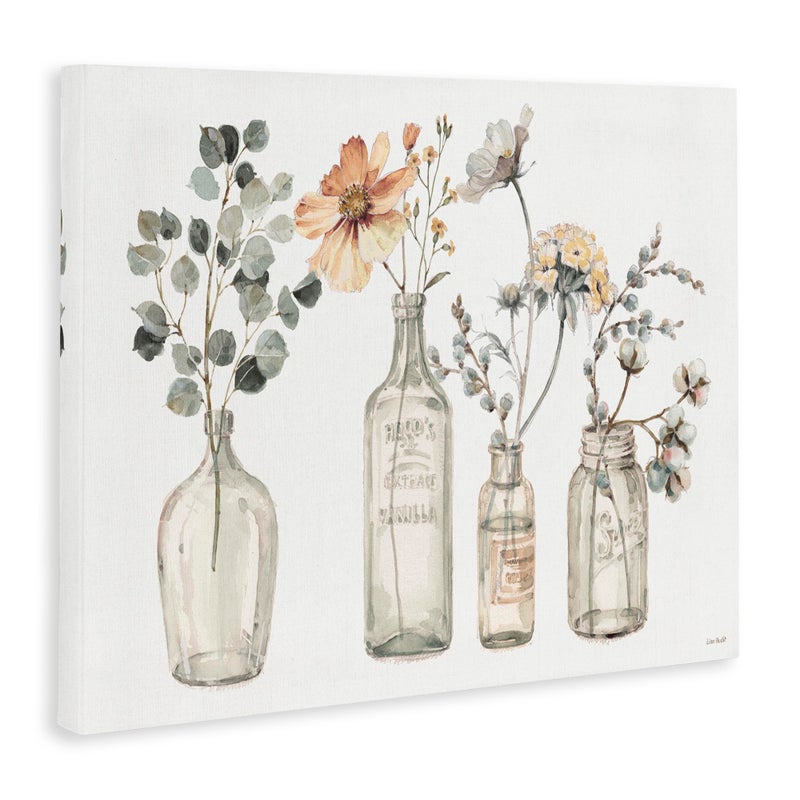 Stupell Industries Antique Floral Bouquets Flowers Glass Jar Painting, Canvas, 24 x 30 - Image 3